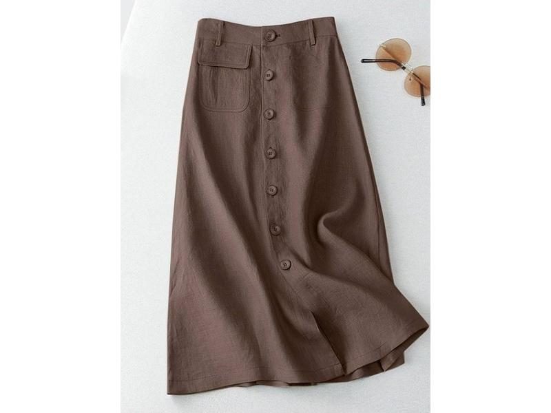 Elegant Cotton Midi A-line Skirt For Women High Waist Carousel 1