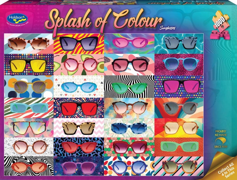 Holdson Splash of Colour Jigsaw Puzzle, 1000 Piece - Sunglasses Carousel 1