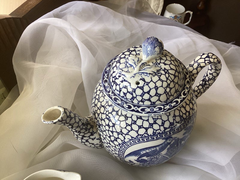 Antique original William Adams teapot and milk jug circa 1920 Chinese Bird Carousel 2
