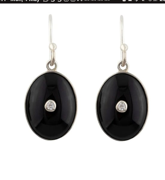 NoWay!! $1RES SUPERB ONYX STERLING EARRINGS Carousel 1