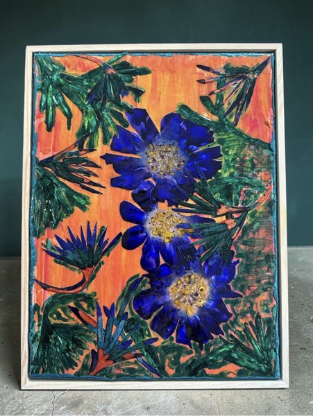 Original Alcohol Ink Collage-Indigo Trio Carousel 1