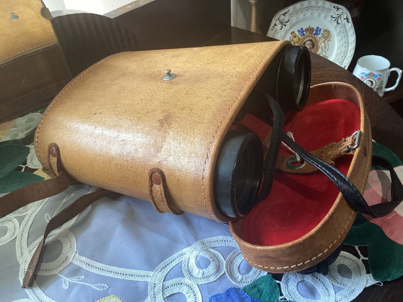 Vintage Omega binoculars in original case one lens cover missing Carousel 1
