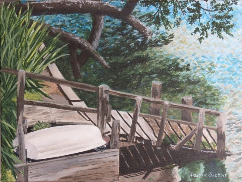 "The Dinghy is Waiting" Original NZ Acrylic Painting by Deidre Eichler