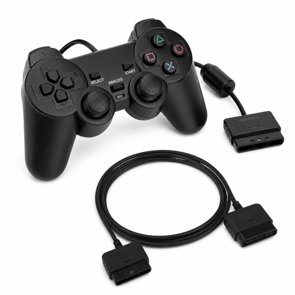PS2 Controller + Extension Cable Bundle for Sony PlayStation 2 / PS1 Carousel 1