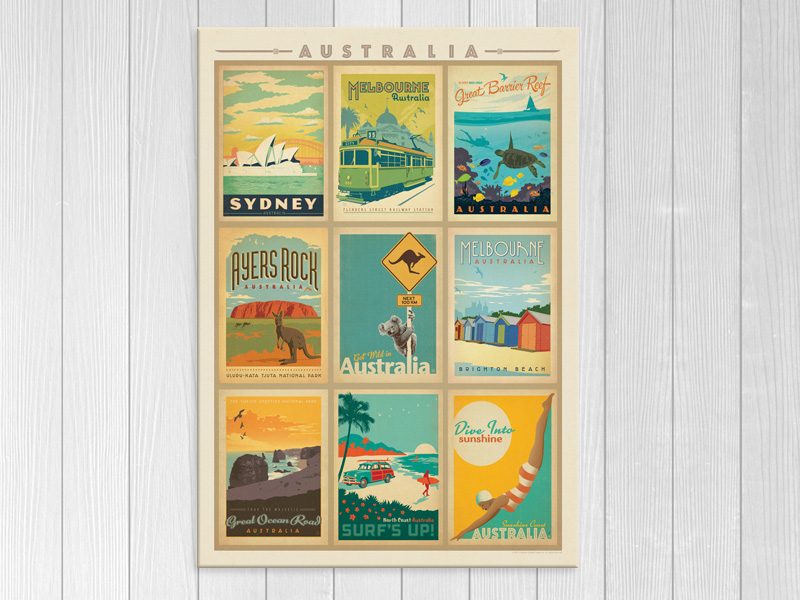 Retro - Australia - Vintage - Pop Art - Travel - Wall Art - Art Prints Carousel 1