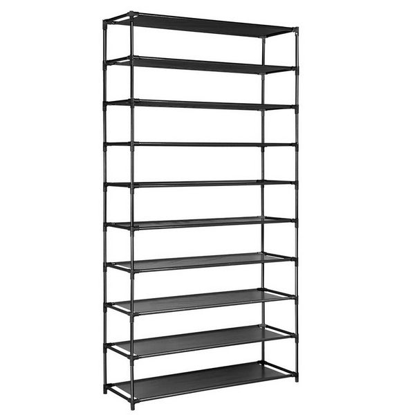 Artiss 10-Tier Shoe Rack Stackable 50 Pairs Black Carousel 1