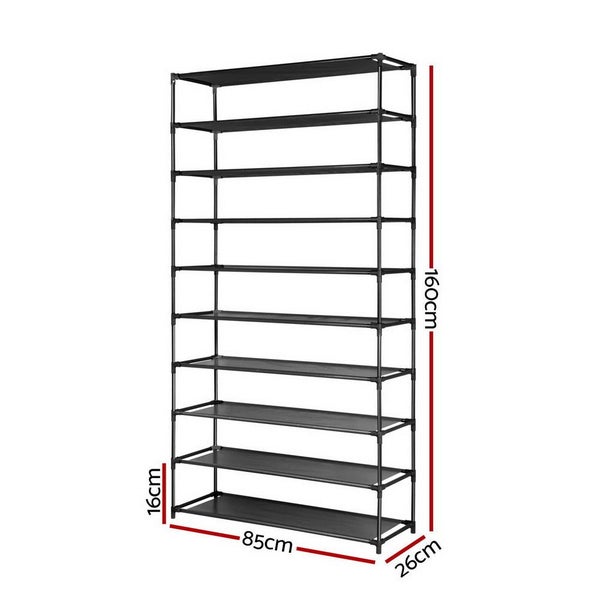 Artiss 10-Tier Shoe Rack Stackable 50 Pairs Black Carousel 2