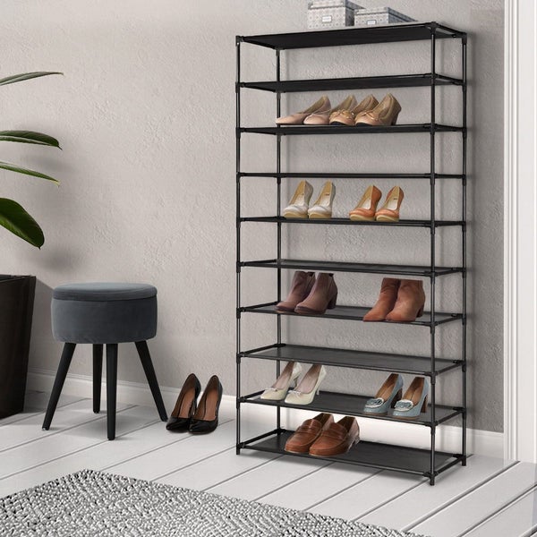 Artiss 10-Tier Shoe Rack Stackable 50 Pairs Black Carousel 8