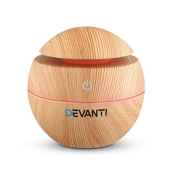Devanti Aroma Diffuser Aromatherapy Light Wood 130ml Carousel 1