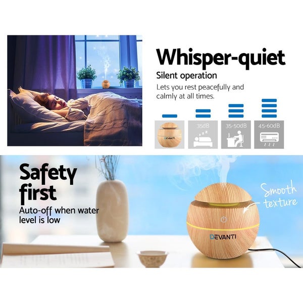 Devanti Aroma Diffuser Aromatherapy Light Wood 130ml Carousel 6