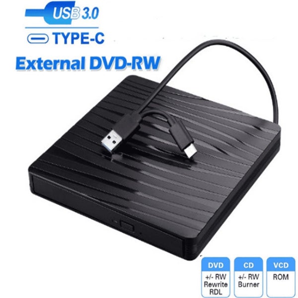 External Cd/Dvd Drive for Laptop Plug and Play Cd Burner Usb 3.0 and Type - C Carousel 2