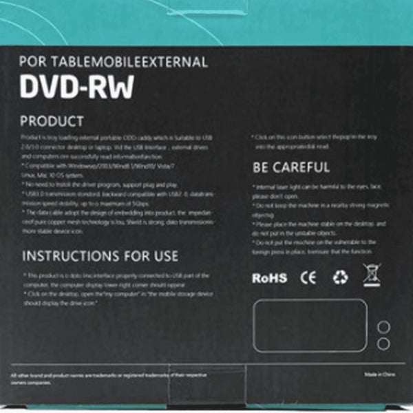 External Cd/Dvd Drive for Laptop Plug and Play Cd Burner Usb 3.0 and Type - C Carousel 4