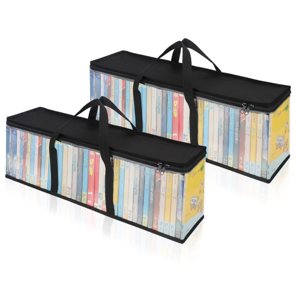 DVD Storage Bags (Set of 2) Clear PVC Media Holder Case with Handles for DVDs Carousel 1
