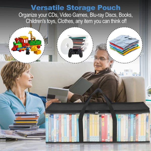 DVD Storage Bags Clear PVC Media Holder Case with Handles for DVDs/CDs/VHS B Carousel 2