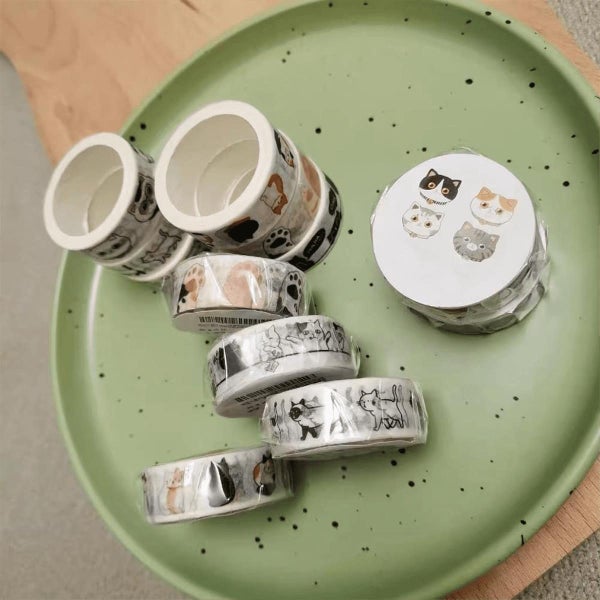 Cat Washi Tape Set - 15 mm Wide Tape, Wide16ft Long/Roll Cute Scrapbook Suppl Carousel 7