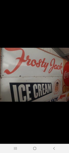 Frosty Jack porcelain sign 3.6mtr x 600mm Carousel 1