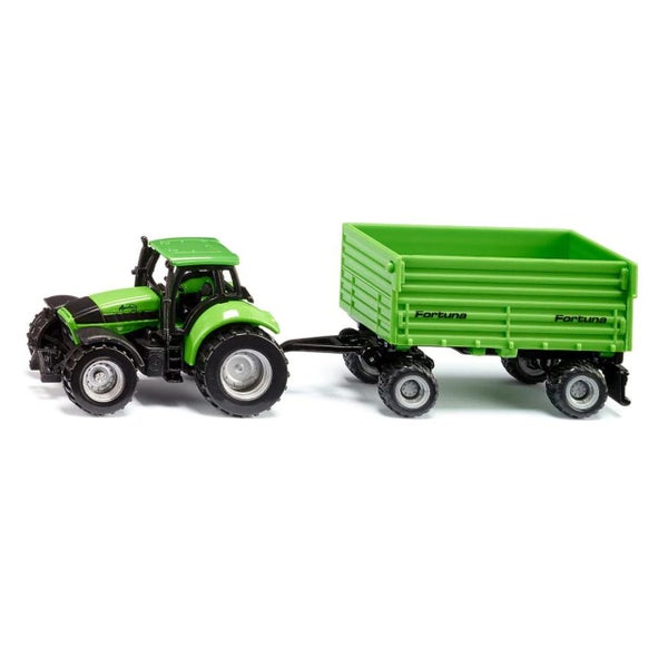 Siku Deutz -Fahr with Fortuna 4-Wheel-Trailer Diecast Carousel 1