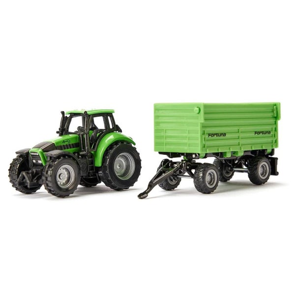 Siku Deutz -Fahr with Fortuna 4-Wheel-Trailer Diecast Carousel 2