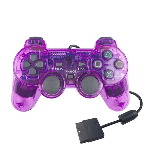 PS2 PlayStation 2 Wired DualShock Controller - Transparent Purple Carousel 1
