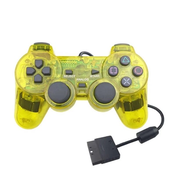PS2 PlayStation 2 Wired DualShock Controller - Transparent Yellow Carousel 1
