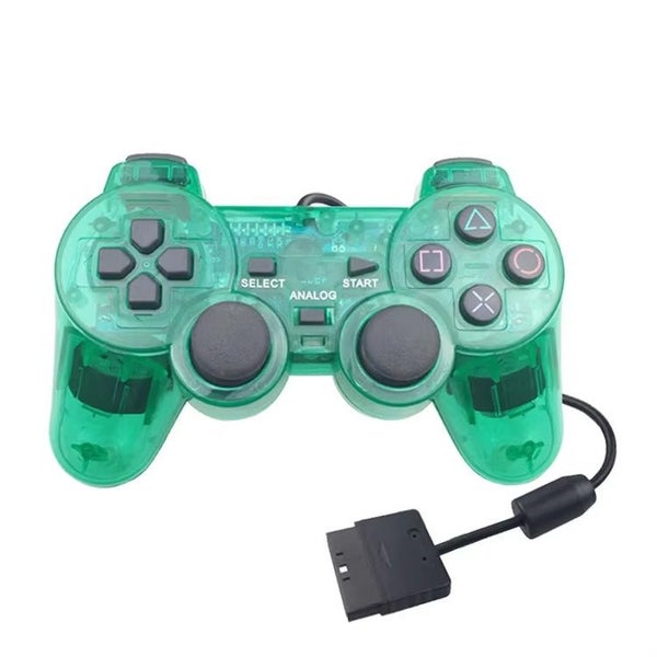 PS2 PlayStation 2 Wired DualShock Controller - Transparent Green Carousel 1