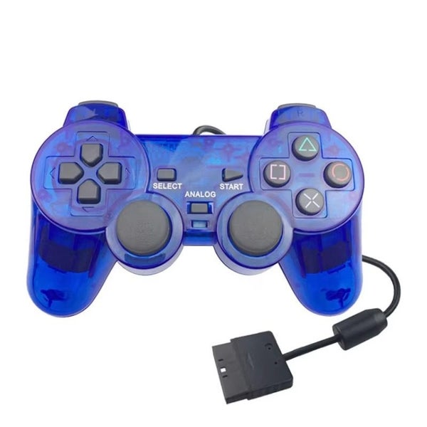 PS2 PlayStation 2 Wired DualShock Controller - Transparent Blue Carousel 1