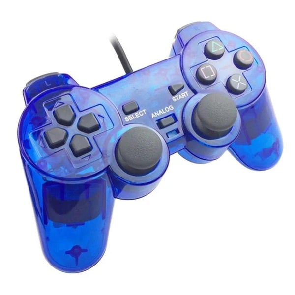 PS2 PlayStation 2 Wired DualShock Controller - Transparent Blue Carousel 2