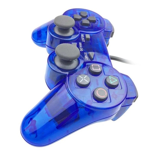 PS2 PlayStation 2 Wired DualShock Controller - Transparent Blue Carousel 4