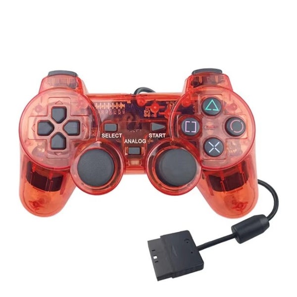 PS2 PlayStation 2 Wired DualShock Controller - Transparent Red Carousel 1