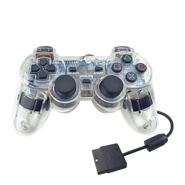 PS2 PlayStation 2 Wired DualShock Controller - Transparent White Carousel 1
