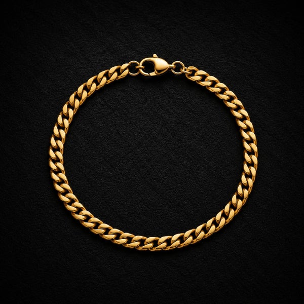 Men’s 5mm Cuban Link Bracelet – 18K Gold Detailing | 20cm | $1 Reserve!