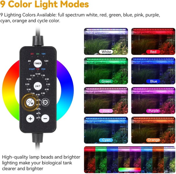 Aquarium Light, Fish Tank Light with Extendable Brackets, Full Spectrum 45-60CM Carousel 2