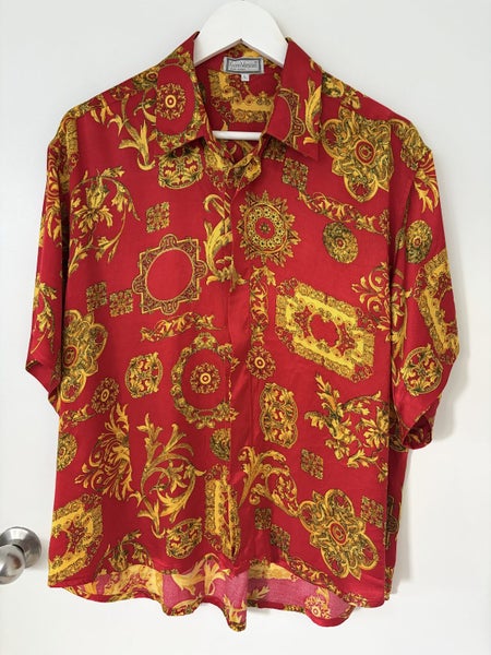Gianni Versace vintage baroque mens shirt made in Italy Carousel 1