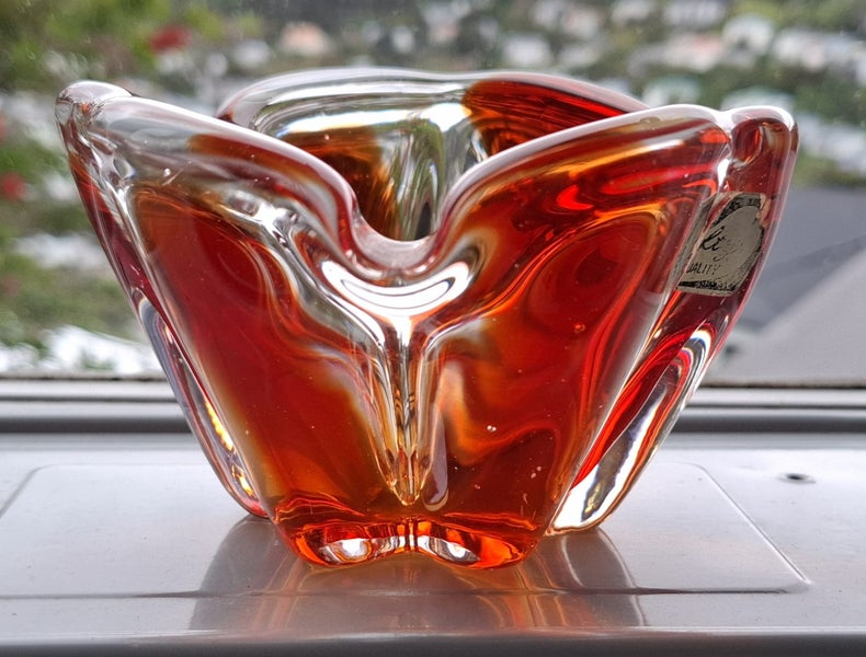 3 x art glass handmade ashtrays
