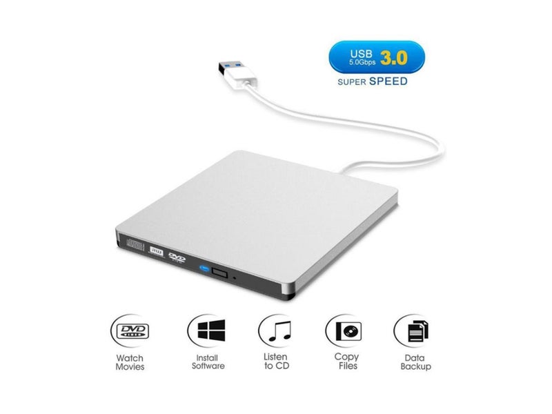 External CD Drive, USB 3.0 Portable CD/DVD +/-RW Drive Slim Rom Rewriter Burner Carousel 1