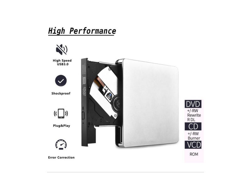 External CD Drive, USB 3.0 Portable CD/DVD +/-RW Drive Slim Rom Rewriter Burner Carousel 2