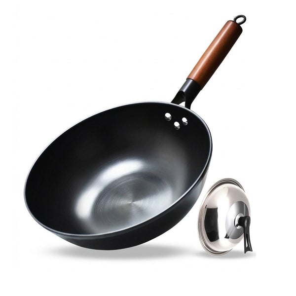 Traditional Uncoated Iron Wok with Lid 32cm Carousel 1