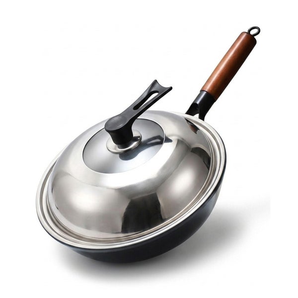 Traditional Uncoated Iron Wok with Lid for Gas Cooktop (34cm) Carousel 2