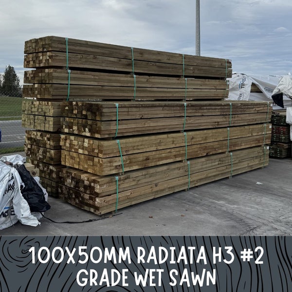 100x50mm RADIATA H3 TREATED #2 GRADE ROUGH SAWN