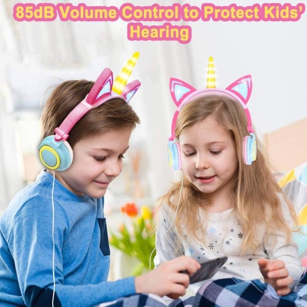 Kids Cat Ear Headphones Wired Adjustable for Boys Girls Tablet Kids Headband Ear Carousel 4