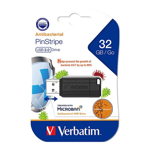 Verbatim 32GB Microban USB 2.0 Drive - Black 66780 Carousel 1