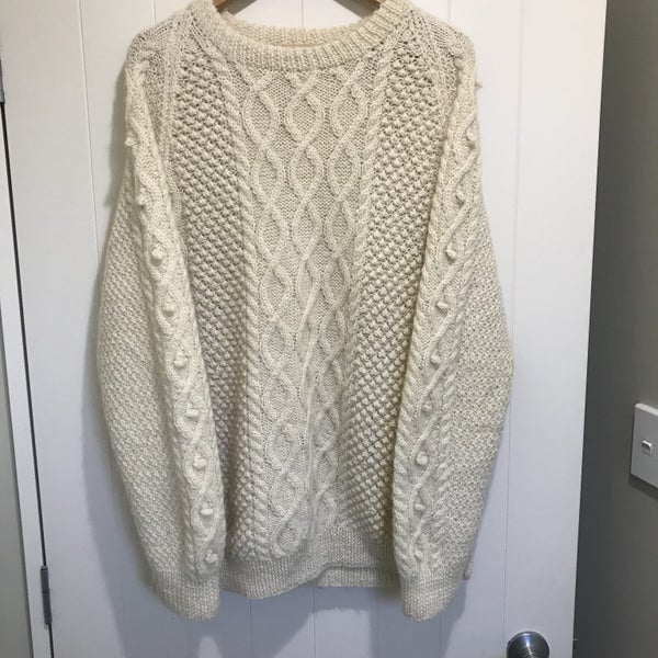 CREAM ARAN PURE WOOL JERSEY <$$1-00RES> QUALITY HAND MADE > Carousel 2