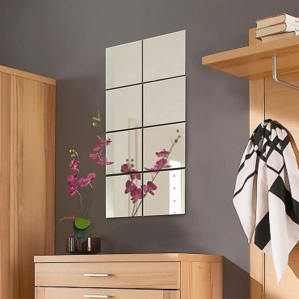 9PCS Wall Stickers 3D Square Mirror Decal Mosaic Bathroom Sticker Wall Paper DIY Carousel 2