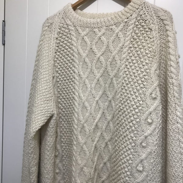 CREAM ARAN PURE WOOL JERSEY <$$1-00RES> QUALITY HAND MADE > Carousel 12