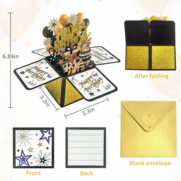 Birthday Pop Up Card 3D Birthday Gift Box for Adults and Kids with Envelope Carousel 2