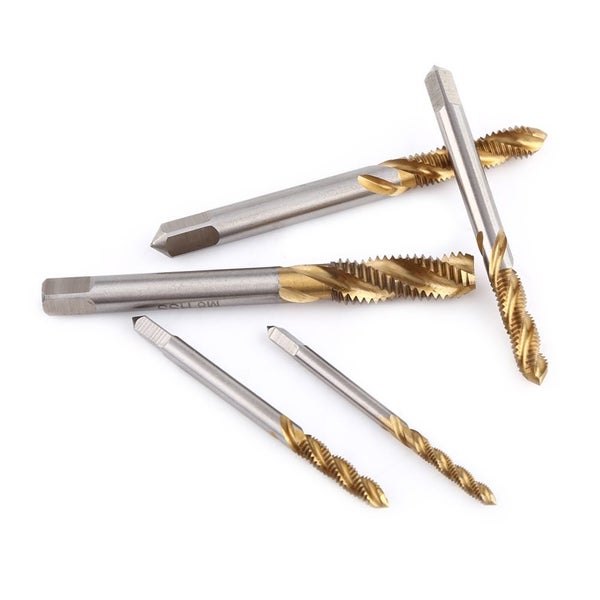 5pc Titanium Coated HSS Spiral Fluted Screw Taps M3 M4 M5 M6 M8 Thread Tapping Carousel 1
