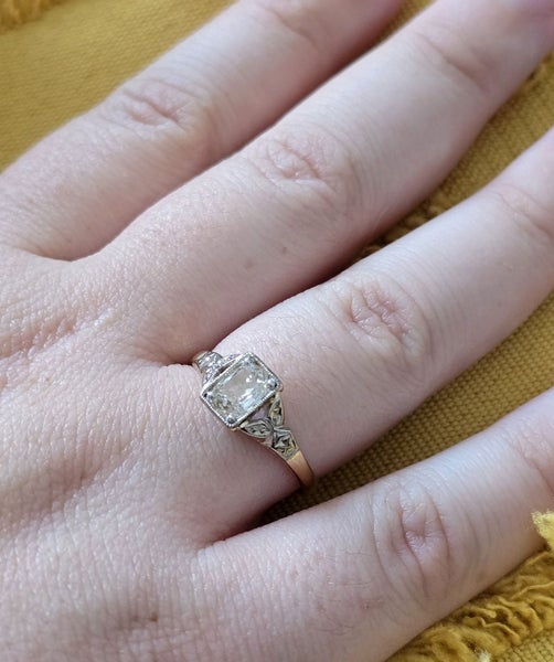 Elongated cushion old mine cut diamond 1 carat 18ct gold- Handmade Carousel 11