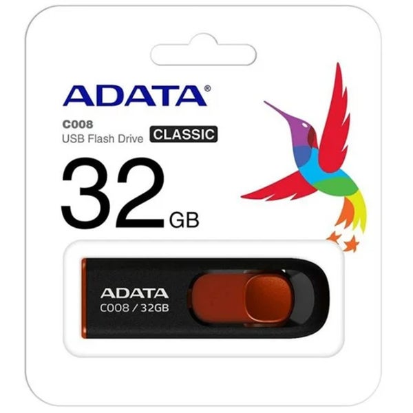 ADATA C008 Retractable Flash Drive - 32GB - Black / Red USB 2.0 [AC008-32G-RKD] Carousel 2