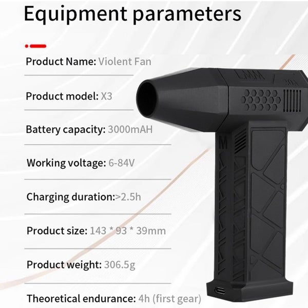 jet fan 000rpm turbofan type-c charging jet fan Handheld Turbo Fan 52M/S 130000 Carousel 2