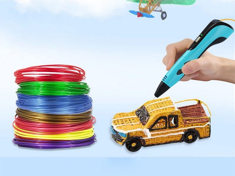 Kid 3D Printing Pen and 13 Rolls PLA Filament Set Children DIY Drawing Pen Blue Carousel 4